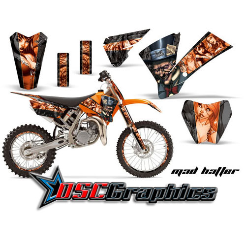 KTM SX 85 Motocross Orange Mad Hatter Vinyl Sticker Kit Fits 2004-2005