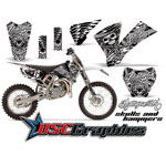 2004-2005 KTM SX 105 Motocross White Skulls And Hammer Vinyl Sticker Kit