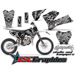 2006-2011 KTM SX 105 Dirt Bike White Skulls And Hammers Graphic Sticker Kit