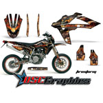 Husqvarna SM Dirt Bike Black Firestorm Graphic Sticker Kit Fits 2006-2011