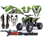 Kawasaki KFX450 2001-2011 ATV Green Checkered Skull Graphic Sticker Kit