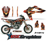 Husqvarna SM Dirt Bike Red Firestorm Graphic Sticker Kit Fits 2006-2011