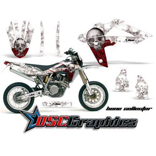Husqvarna SM 510 Dirt Bike White Bone Collector Graphic Sticker Kit Fits 2006-2011