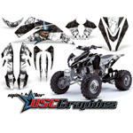 Kawasaki KFX450 ATV Black White Stripes Mad Hatter Graphic Sticker Kit Fits 2001-2011