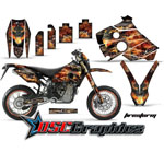 2001-2005 Husaberg FE 390 Dirt Bike Black Firestorm Graphic Kit