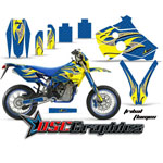 Husaberg FE 390 Dirt Bike Blue Reaper Graphic Kit Fits 2001-2005