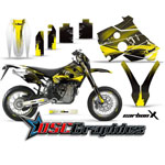 2001-2005 Husaberg FE 390 Dirt Bike Yellow Carbon X Graphic Kit