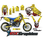 Husaberg FE 390 Dirt Bike Yellow Bone Collector Graphic Kit Fits 2001-2005