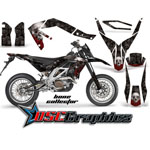 Aprilia SXV 450 Dirt Bike Black Bone Collector Sticker Kit Fits 2006-2011