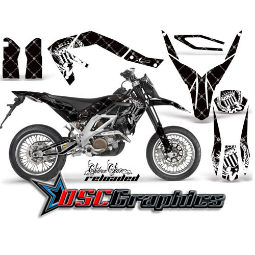 2006-2011 Aprilia SXV 5.5 Dirt Bike Black Reloaded Vinyl Kit