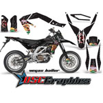 Aprilia SXV 450 Dirt Bike Black Vegas Baller Sticker Kit Fits 2006-2011