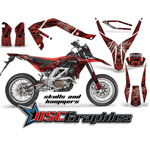 2006-2011 Aprilia SXV 450 Dirt Bike Red Skulls And Hammers Sticker Kit