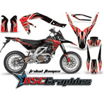 Aprilia SXV 450 2006-2011 Dirt Bike Red Tribal Flames Sticker Kit