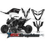 Yamaha Banshee Raptor ATV Black Skulls And Hammers Sticker Kit Fits All Years