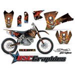 KTM C1 EXC Dirt Bike Orange Love Kills Sticker Kit Fits 2003-2004