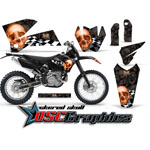 2005-2007 KTM C4 EXC Motocross Orange Checkered Skull Vinyl Kit