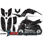 Yamaha Banshee Raptor 660 Quad Black Skulls And Hammers Graphic Sticker Kit Fits All Years