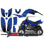 Yamaha Banshee Raptor 660 All Years Quad Blue Diamond Flames Graphic Sticker Kit