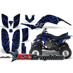 Yamaha Banshee Raptor 660 All Years Quad Blue Skulls And Hammers Graphic Sticker Kit