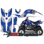 All Years Yamaha Banshee Raptor 660 Quad Blue T-bomber Graphic Sticker Kit