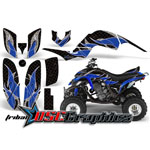 Yamaha Banshee Raptor 660 All Years Quad Blue Tribal Flames Graphic Sticker Kit