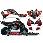 Suzuki LTR450 2005-2007 ATV Red Mad Hatter Graphic Sticker Kit