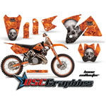 1998-2000 KTM C2 EXC 125 Dirt Bike Orange Bone Collector Graphic Sticker Kit - DSC-456465461-