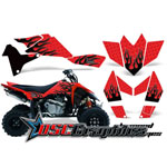 Suzuki LTR450 ATV Red Diamond Flames Graphic Sticker Kit Fits 2005-2007