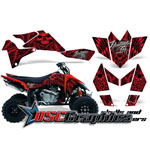 Suzuki LTR450 2005-2007 ATV Red Skulls And Hammers Graphic Sticker Kit