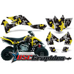 Suzuki LTR450 ATV Yellow Camo Plate Graphic Sticker Kit Fits 2005-2007