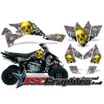 2005-2007 Suzuki LTR450 ATV Yellow Checkered Skulls Graphic Sticker Kit