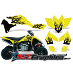 2005-2007 Suzuki LTR450 ATV Yellow Diamond Flames Graphic Sticker Kit