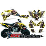 Suzuki LTR450 2005-2007 ATV Yellow Mad Hatter Graphic Sticker Kit - DSC-556465469I