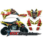 Suzuki LTR450 2005-2007 ATV Red Mad Hatter Graphic Sticker Kit