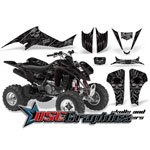 Suzuki LTZ400 Four Wheeler Black Skulls And Hammers Sticker Kit Fits 2004-2008