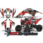 All Years Yamaha Banshee Raptor 700 ATV Red Mad Hatter Vinyl Graphic Kit