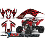 Yamaha Banshee Raptor 700 All Years ATV Red Skulls And Hammers Vinyl Graphic Kit
