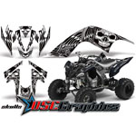 All Years Yamaha Banshee Raptor 700 ATV White Skulls And Hammers Vinyl Graphic Kit