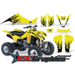 Suzuki LTZ400 Four Wheeler Yellow Diamond Flames Sticker Kit Fits 2004-2008