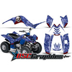 Yamaha Banshee Raptor 80 Four Wheeler Blue Bone Collector Sticker Kit Fits All Years