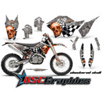 KTM C5 SX 2007-2011 Dirt Bike Orange Checkered Skull Sticker Kit