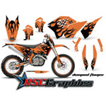 2007-2011 KTM C5 SX Dirt Bike Orange Diamond Flames Sticker Kit