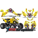 Suzuki LTZ400 ATV Yellow Love Kills Vinyl Graphic Kit Fits 2009-2011