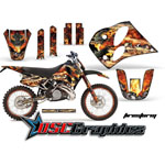 1993-1997 KTM C4 Two Stroke EXC Dirt Bike Black Firestorm Vinly Graphic Kit