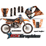 KTM C4 Two Stroke EXC 1993-1997 Dirt Bike Orange Mad Hatter Vinly Graphic Kit