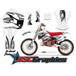 1990-1992 KTM C8 MXC Motocross White Tribal Flames Graphic Kit