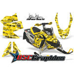 Snow Mobile Yellow Silver Haze Vinyl Graphics Fit Ski Doo Rev XP