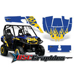 CanAm Side X Side Blue Diamond Flames Vinyl Graphics Kit Fit BPR Commander 1000 2011