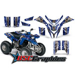 All Years Yamaha Banshee Blaster YFS200 Quad Blue Mad Hatter Graphic Kit