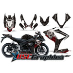 2006-2007 Suzuki GSXR 700 Sport Bike Black Bone Collector Stivker Vinyl Kit